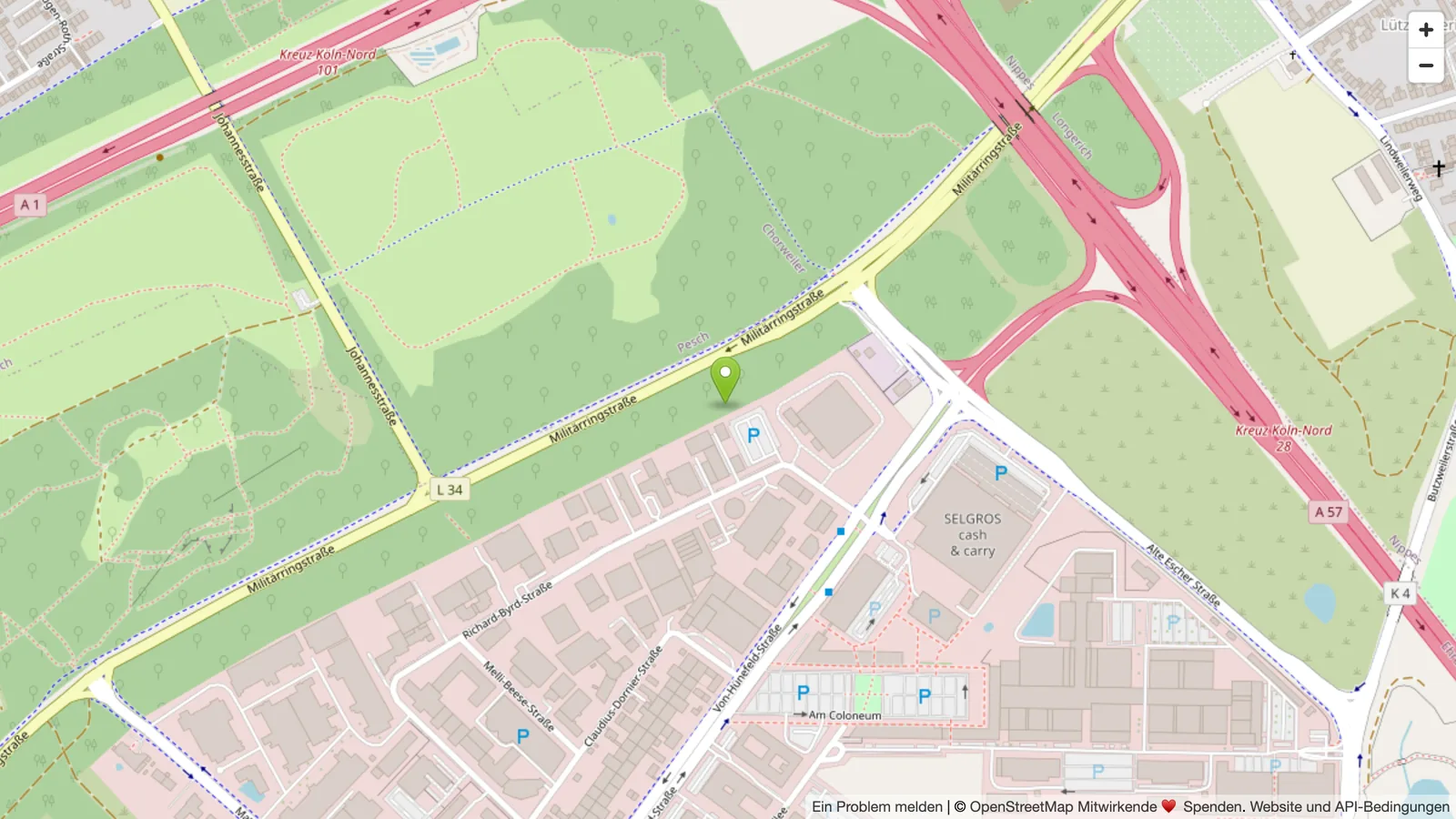 Karte mit dem Standort der Yoga Palme, Richard-Byrd-Straße 43, 50829 Köln-Ossendorf