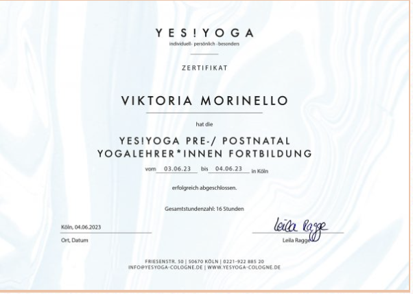 Zertifikat Pre-/Postnatal Yogalehrer Fortbildung